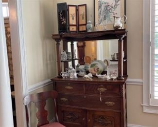 BEAUTIFUL EARLY MIRRORED BUFFET/SERVER. IMPORTANT CHINESE SCREEN GIFTED BY CHINESE CONSULATE.