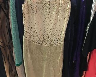 St John gold evening gown