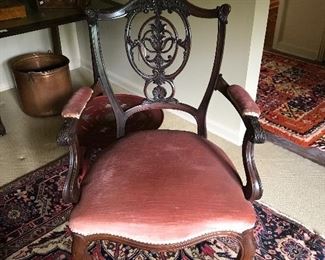 Stunning hand carved English armchair circa 1920s