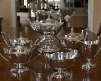 Very important Antique Sterling Silver Tea and Coffee Service Gorham Co. Pattern Plymouth Circa 1912