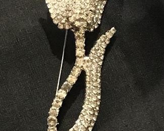 Fabulous and large  rhinestone rose pin