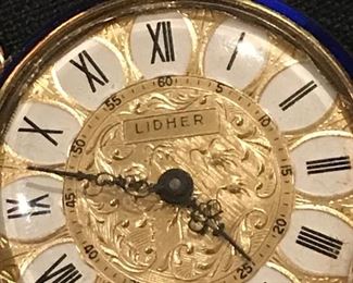 Lidher gold and enamel pocket watch.