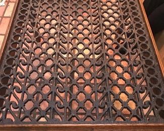 Custom antique French vent grate table in a large size.