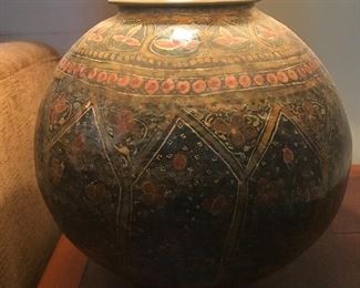  Very old Turkish gourd lamp in polychrome colors