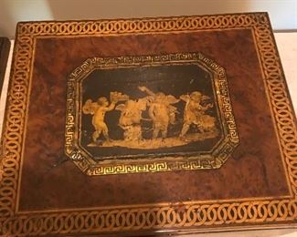 Beautiful English antique boxes throughout the home.