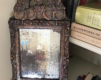 Late 18th century petite Spanish mirror with mercury glass back