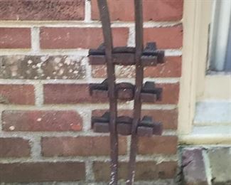 Contemporary iron cattails sculpture detail.