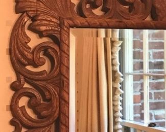 Detail of Antique carved walnut mirror
