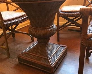 Woven urn table base