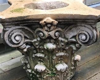 Antique terra cotta Corinthian column planter
