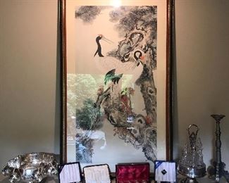 Marble top wall console with antique walnut korbles