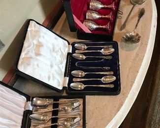 Lots of English boxed sterling and silver plate 