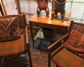 McGuire rattan chairs
Early 1890s hand made Shaker table in maple.