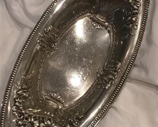 Stunning repousse sterling bread tray