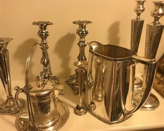 Lots of sterling candlesticks and candelabras 