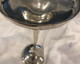 Very large footed floating rise coup in sterling silver 