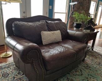 A closer look at the leather love seat
