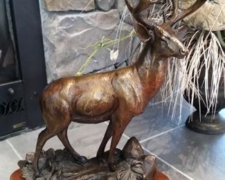 Bronze mule deer sculpture