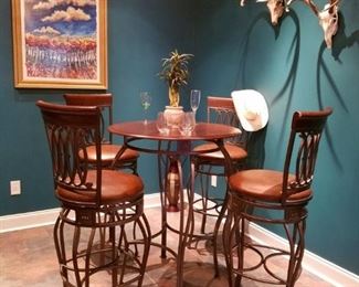 Bistro table with four matching chairs.  Four more matching chairs available