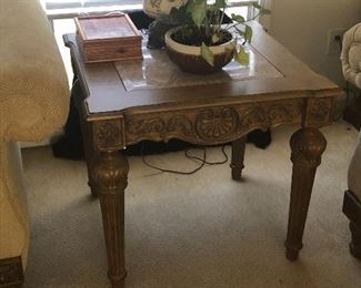 Pair of marble top end tables