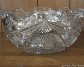 American Brilliant Period Antique Sawtooth Cut Crystal Bowl