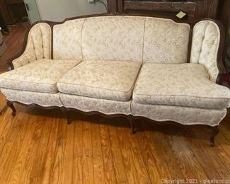 Victorian Style Hand Carved High Back Mahogany Sofa