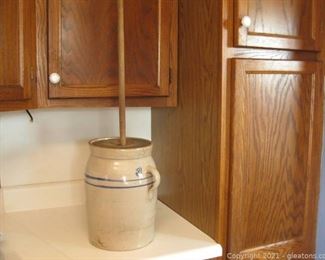 Vintage Butter Churn With Wooden Dasher and Lid