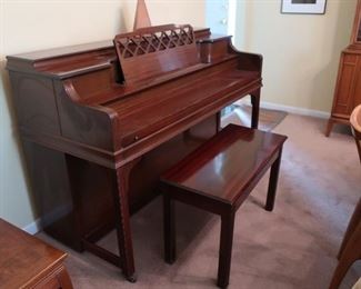 JANSSEN  PIANO  with  bench   It  is  58"  wide  and  24"  deep.  It  is  38"  tall  We  are  asking  125.00 obo and  this  can  be  purchased  before  the  sale  by  appt.