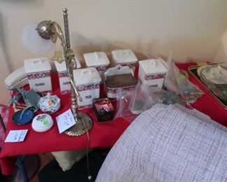 canisters, bagged  costume  jewelry(sold)