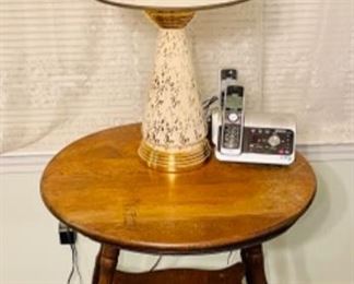 oak lamp table, mid-century lamp