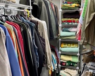 lots of name brand men's clothes and shoes