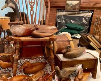 Lots of hand carved decoys