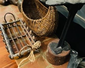 baskets, cast iron shoe last