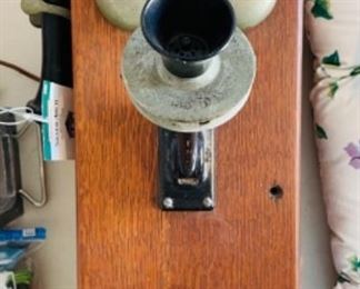 antique oak wall phone
