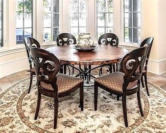 Copper -top table & 6 chairs, made in Italy for Arhaus Furniture 