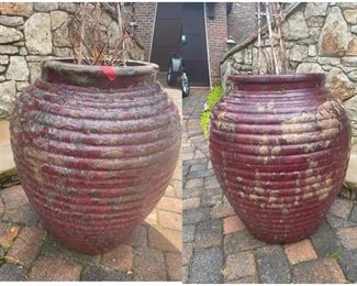 VERY large approx 36” tall x 24” wide matching pair of planters 