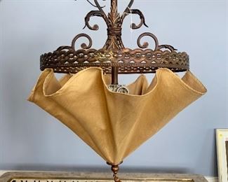 hanging light fixture with fabric shade
