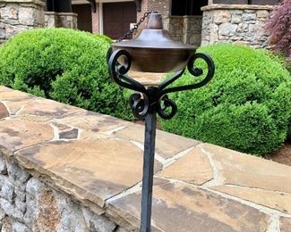 8 heavy wrought iron tiki torches by Frontgate  