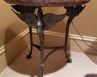 Maitland Smith Bronze Leg Side Table w/ Woven Copper Top  26"x 22 diameter  $350