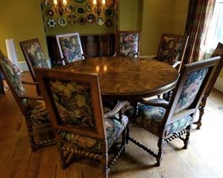 Theodore Alexander 90" Round Table w/ 8 Sam Moore  Chairs $3000