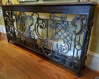 Theodore Alexander French Iron Console Table 77"L x 10"W x 35.5" H $1250 