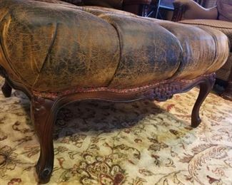 Distressed Leather Ottoman $275