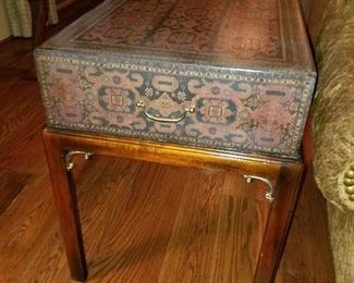 Theodore Alexander Asian Tooled Leather End Table  24" x 24" x 18"  $500 