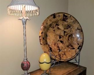 3pc Decor Lamp, Egg and Maitland Smith Plate  $150