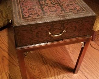 Theodore Alexander Asian Tooled Leather End Table  24" x 24" x 18"  $500 