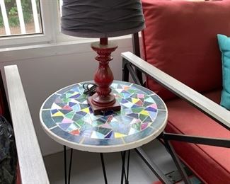 Mosaic End Table and Lamp