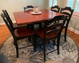 High Top Drop Leaf Table/6 Chairs (Rug Not for Sale)