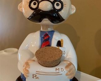 Ceramic Physician Bobblehead with Corked Bottle