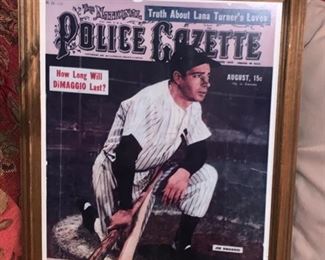 Framed Police Gazette Magazine Reprint Cover with DiMaggio  