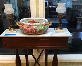 Marble topped planter